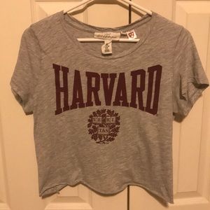 Cropped Grey Harvard Tee